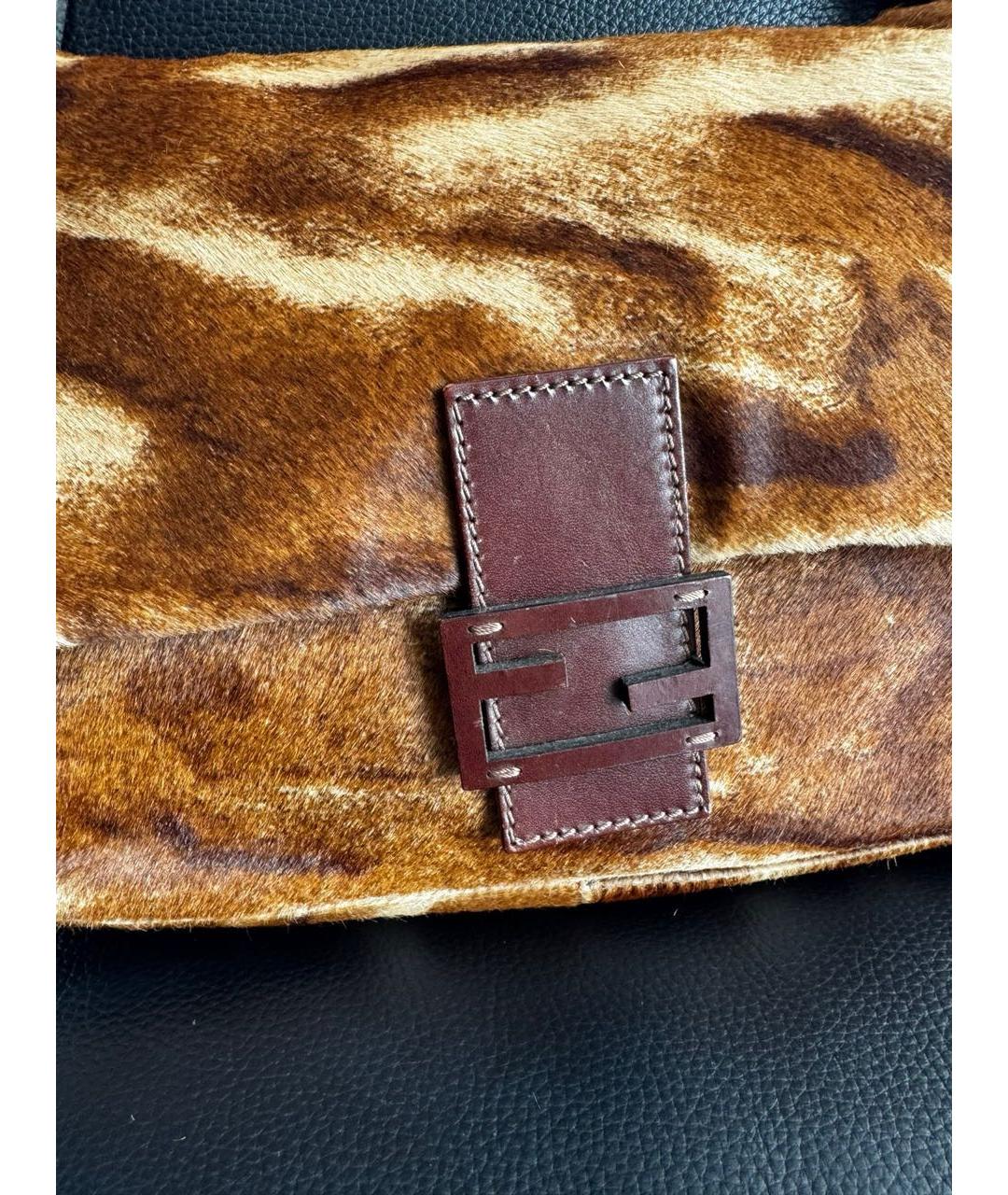 FENDI Коричневая кожаная сумка через плечо, фото 5