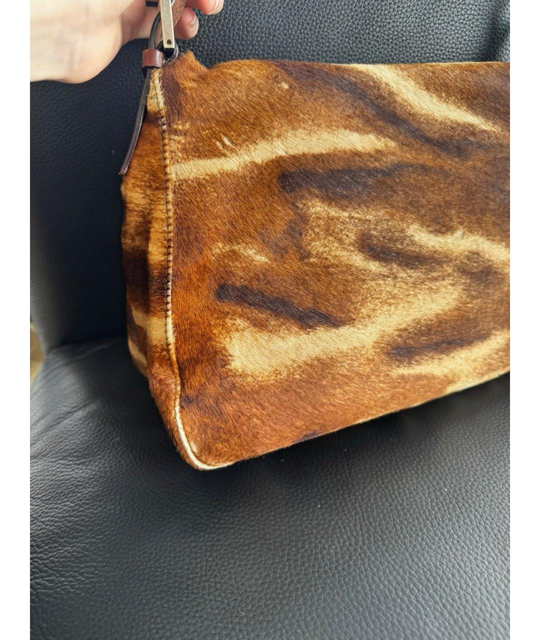 FENDI Коричневая кожаная сумка через плечо, фото 8