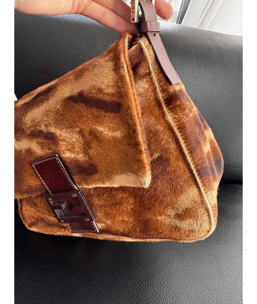 FENDI Коричневая кожаная сумка через плечо, фото 7