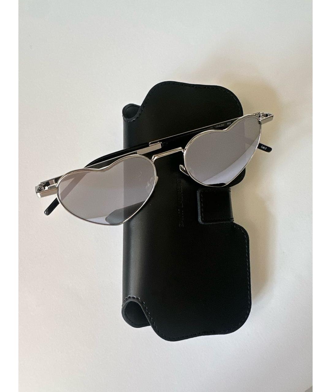 SAINT LAURENT Серебряные металлические солнцезащитные очки, фото 5