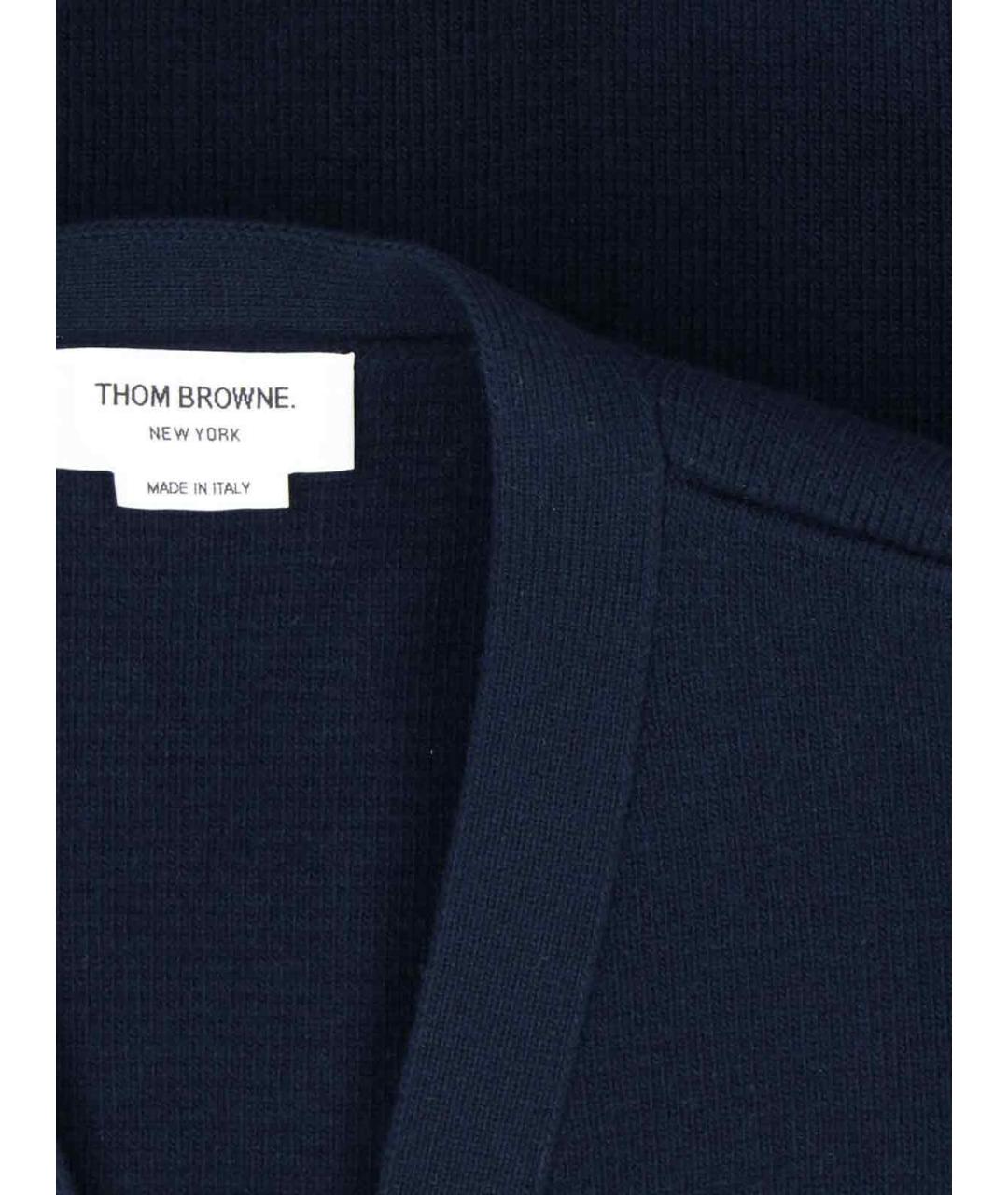 THOM BROWNE Синий шерстяной кардиган, фото 4