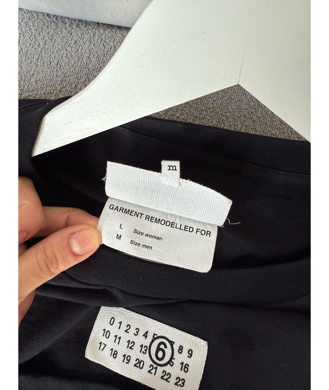 MAISON MARGIELA Черная хлопковая футболка, фото 4
