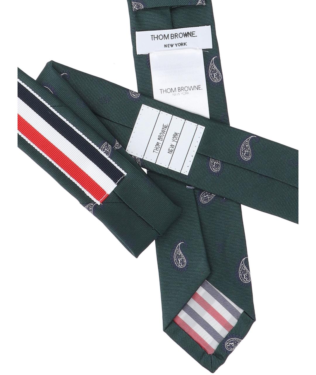 THOM BROWNE Зеленый шерстяной галстук, фото 2