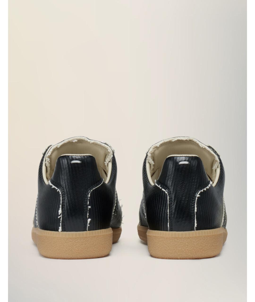 MAISON MARGIELA Черные кожаные низкие кроссовки / кеды, фото 3