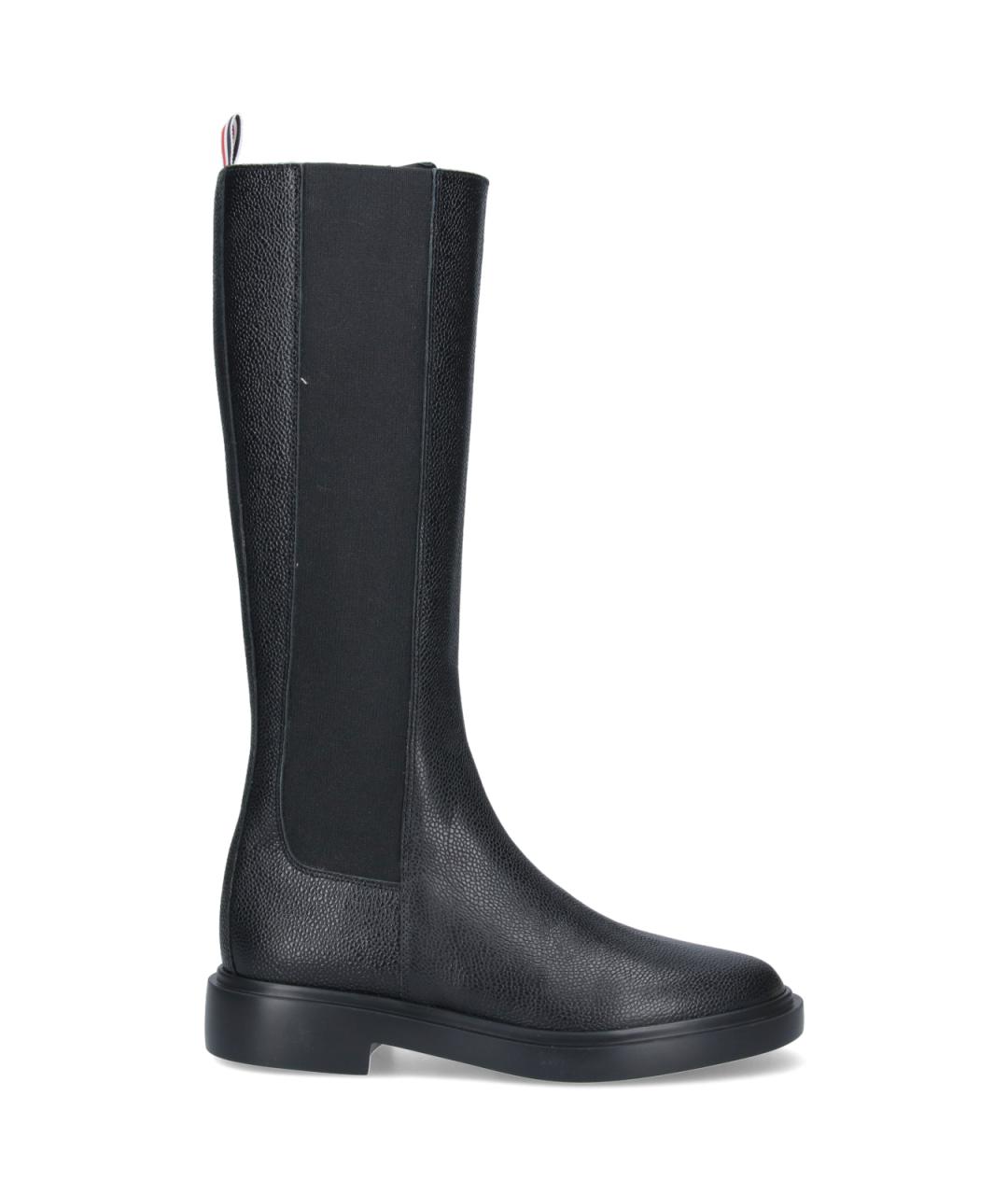 THOM BROWNE Черные кожаные сапоги, фото 1