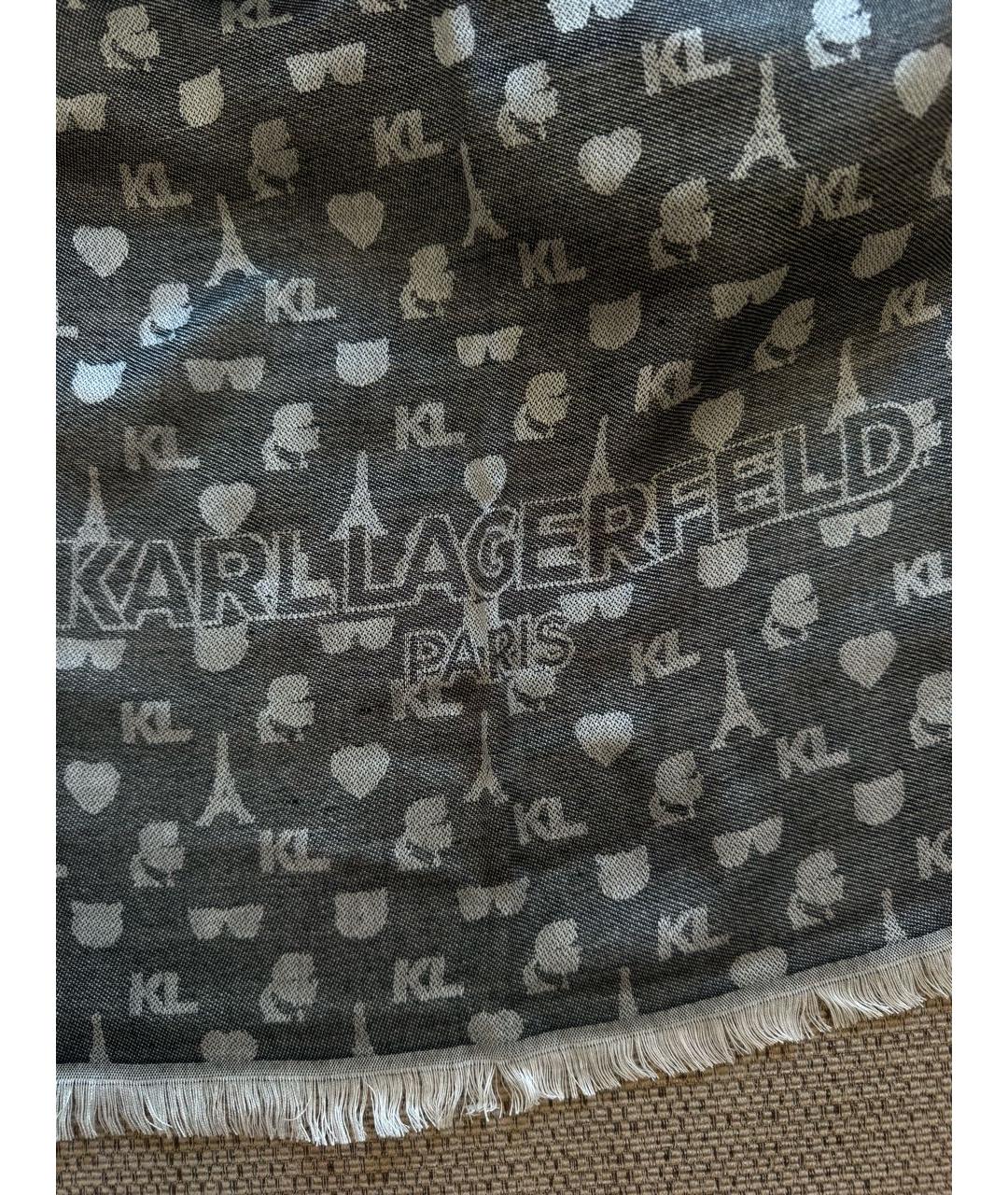 KARL LAGERFELD Серый шарф, фото 2