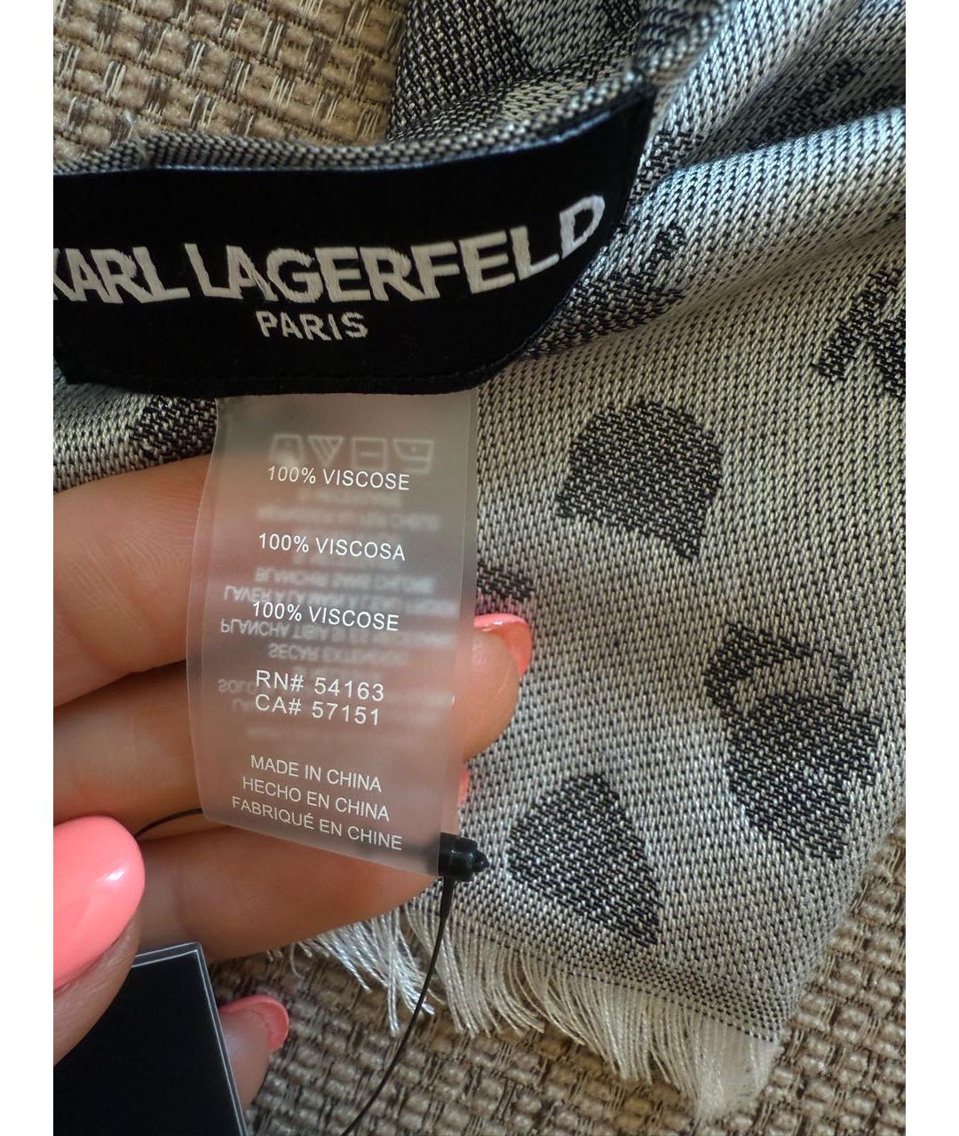 KARL LAGERFELD Серый шарф, фото 3