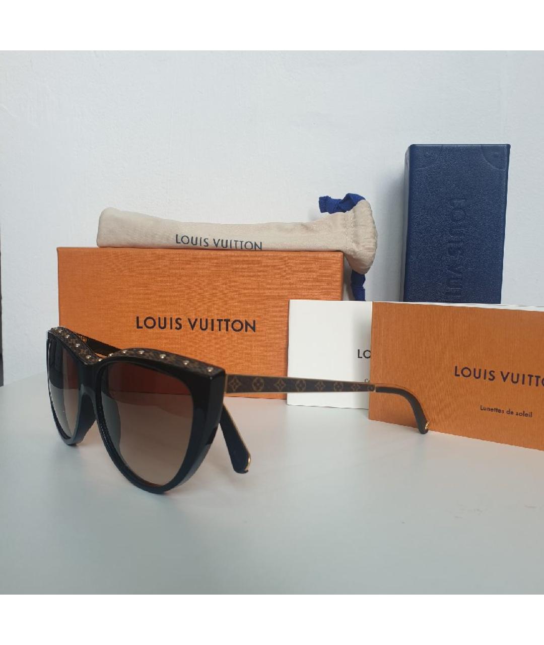 LOUIS VUITTON Черные металлические солнцезащитные очки, фото 5