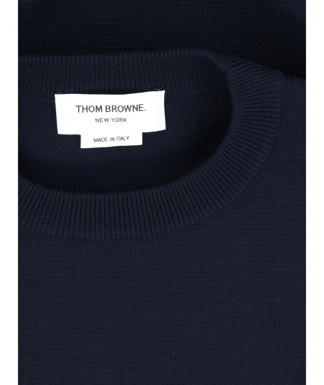 THOM BROWNE Темно-синий шерстяной джемпер / свитер, фото 3