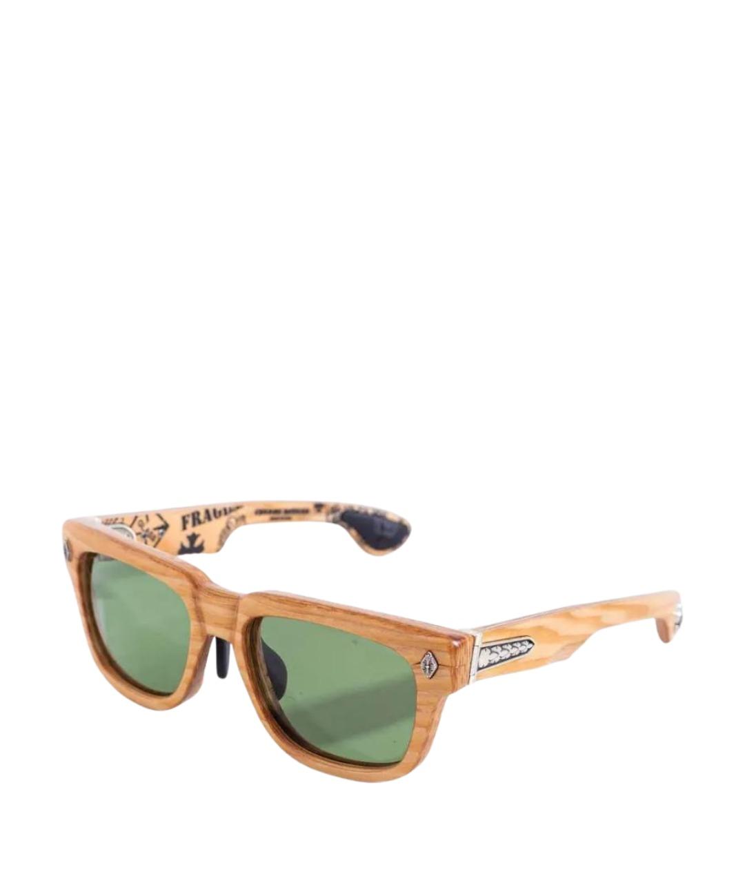 CHROME HEARTS Бежевые деревянные солнцезащитные очки, фото 1