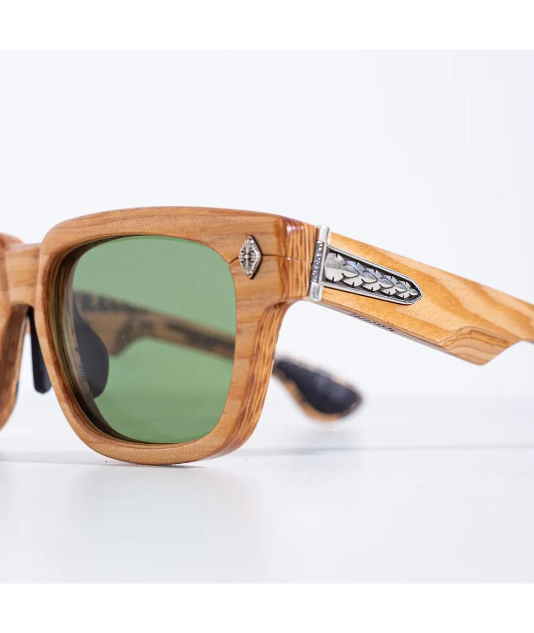 CHROME HEARTS Бежевые деревянные солнцезащитные очки, фото 2