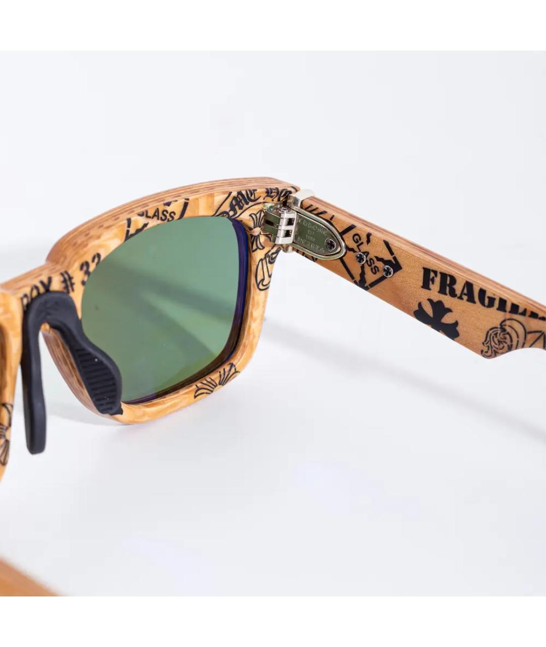 CHROME HEARTS Бежевые деревянные солнцезащитные очки, фото 4