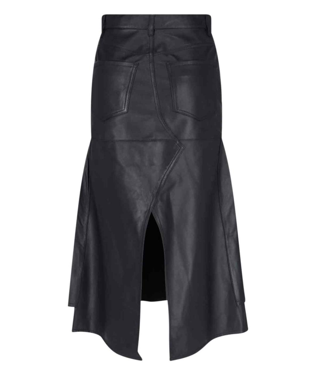 VICTORIA BECKHAM Черная кожаная юбка миди, фото 2