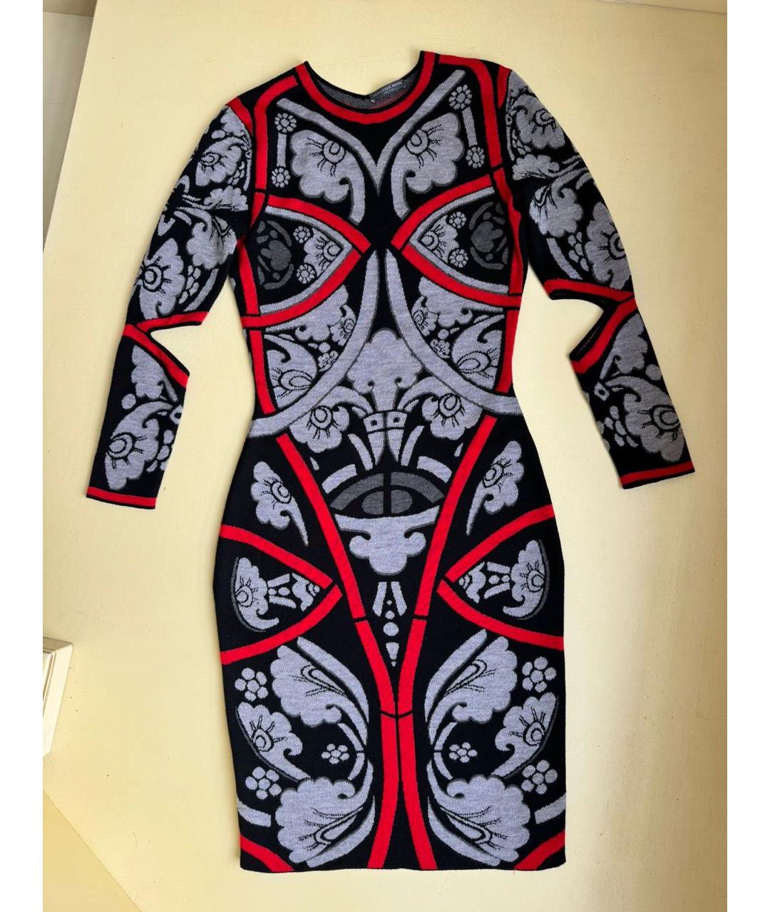 ALEXANDER MCQUEEN Мульти шерстяное повседневное платье, фото 9