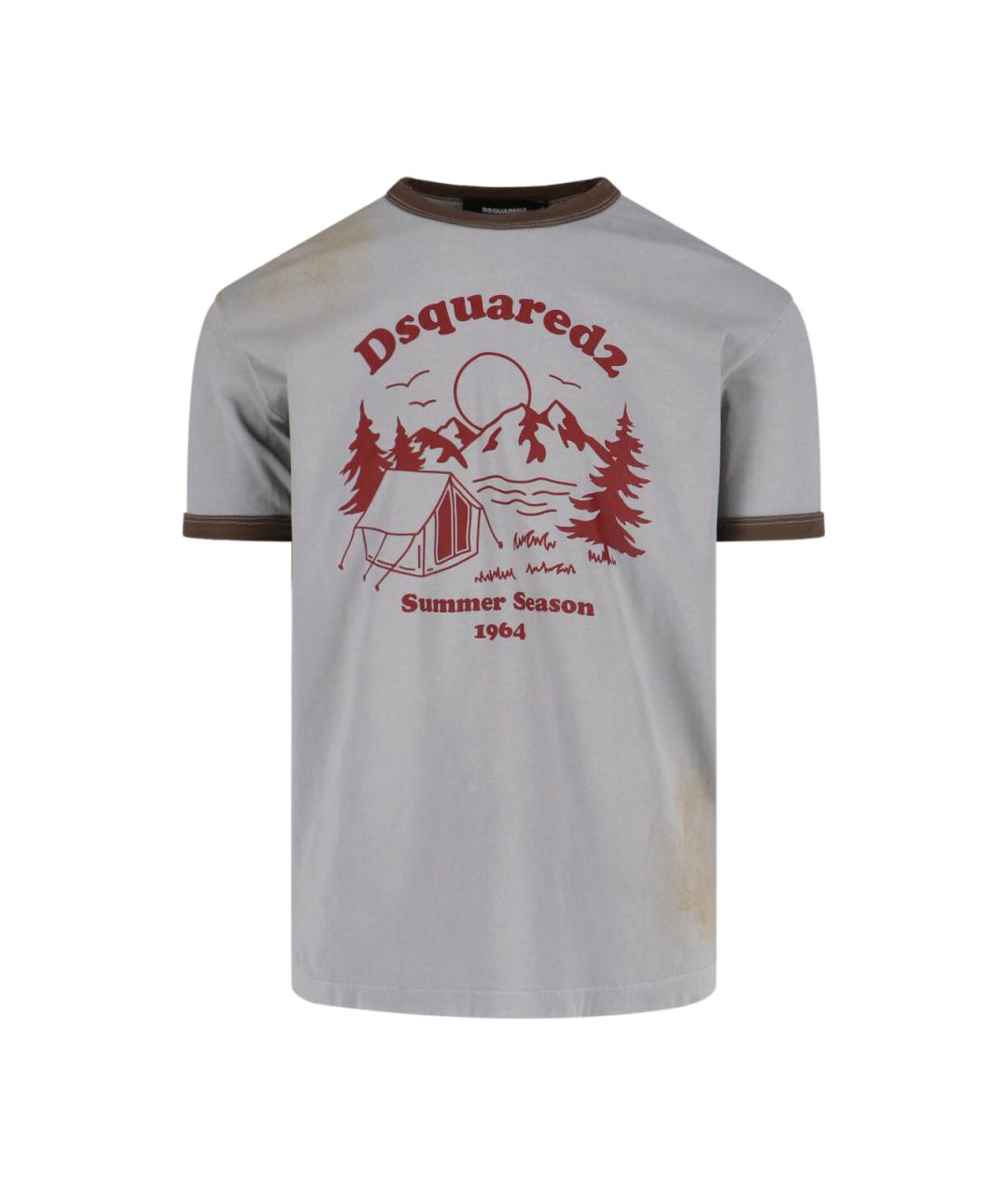 DSQUARED2 Серая хлопковая футболка, фото 1