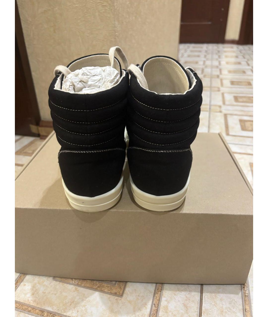 RICK OWENS DRKSHDW Черные текстильные высокие кроссовки / кеды, фото 3