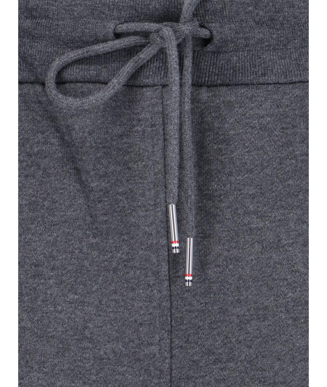THOM BROWNE Антрацитовые хлопковые повседневные брюки, фото 4