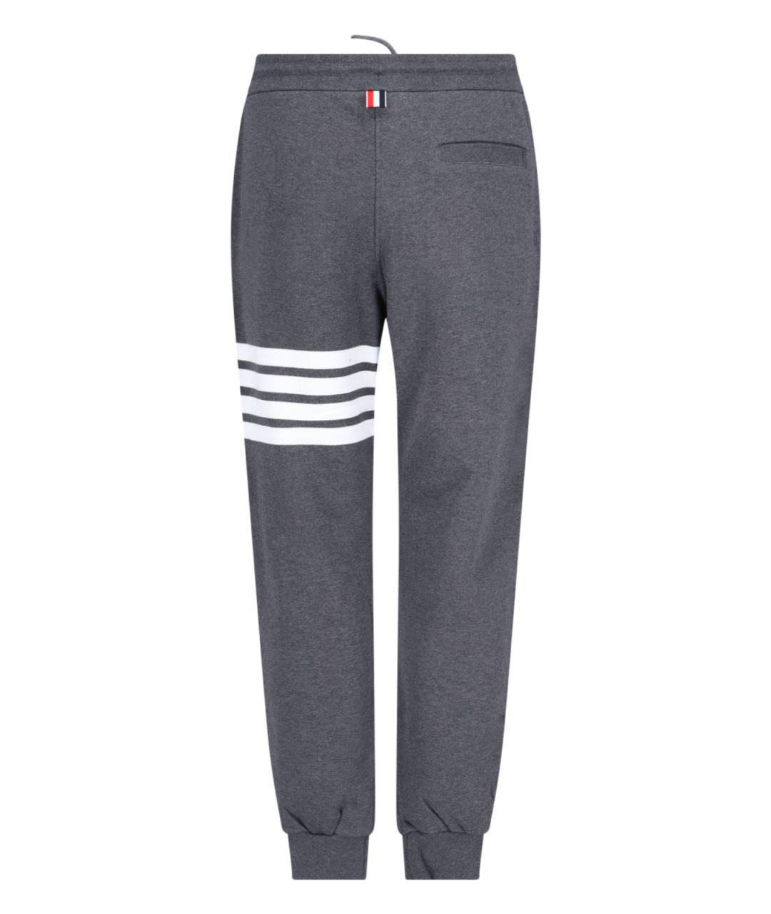 THOM BROWNE Антрацитовые хлопковые повседневные брюки, фото 2