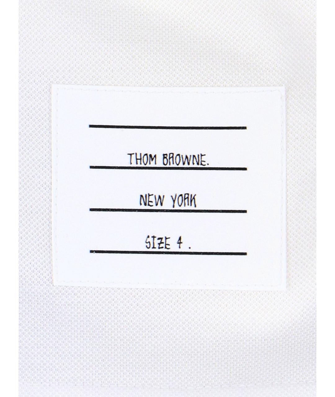 THOM BROWNE Белая хлопковая футболка, фото 4