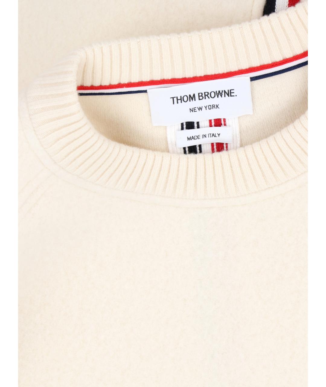 THOM BROWNE Белый шерстяной джемпер / свитер, фото 3