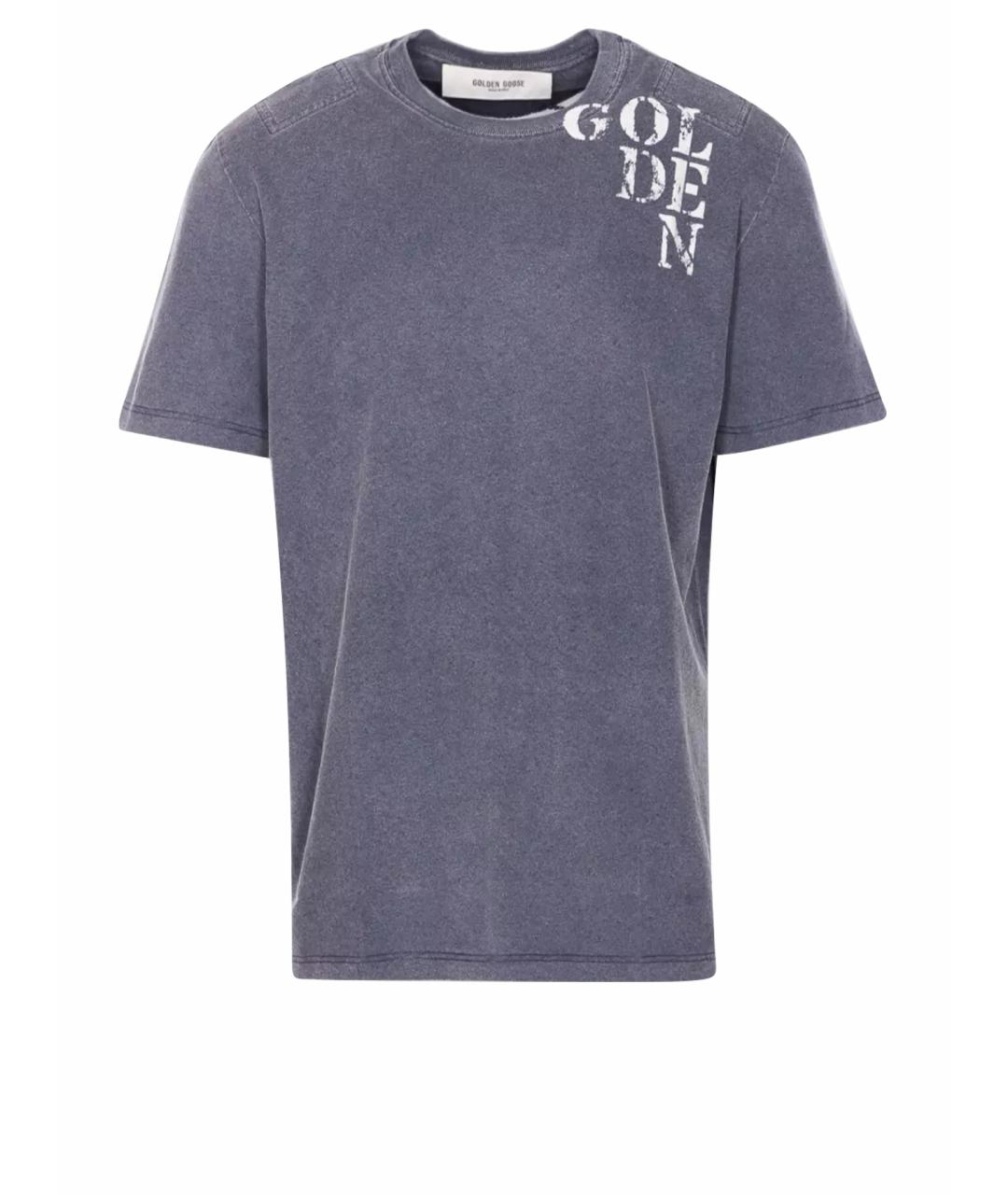 GOLDEN GOOSE DELUXE BRAND Синяя хлопковая футболка, фото 1