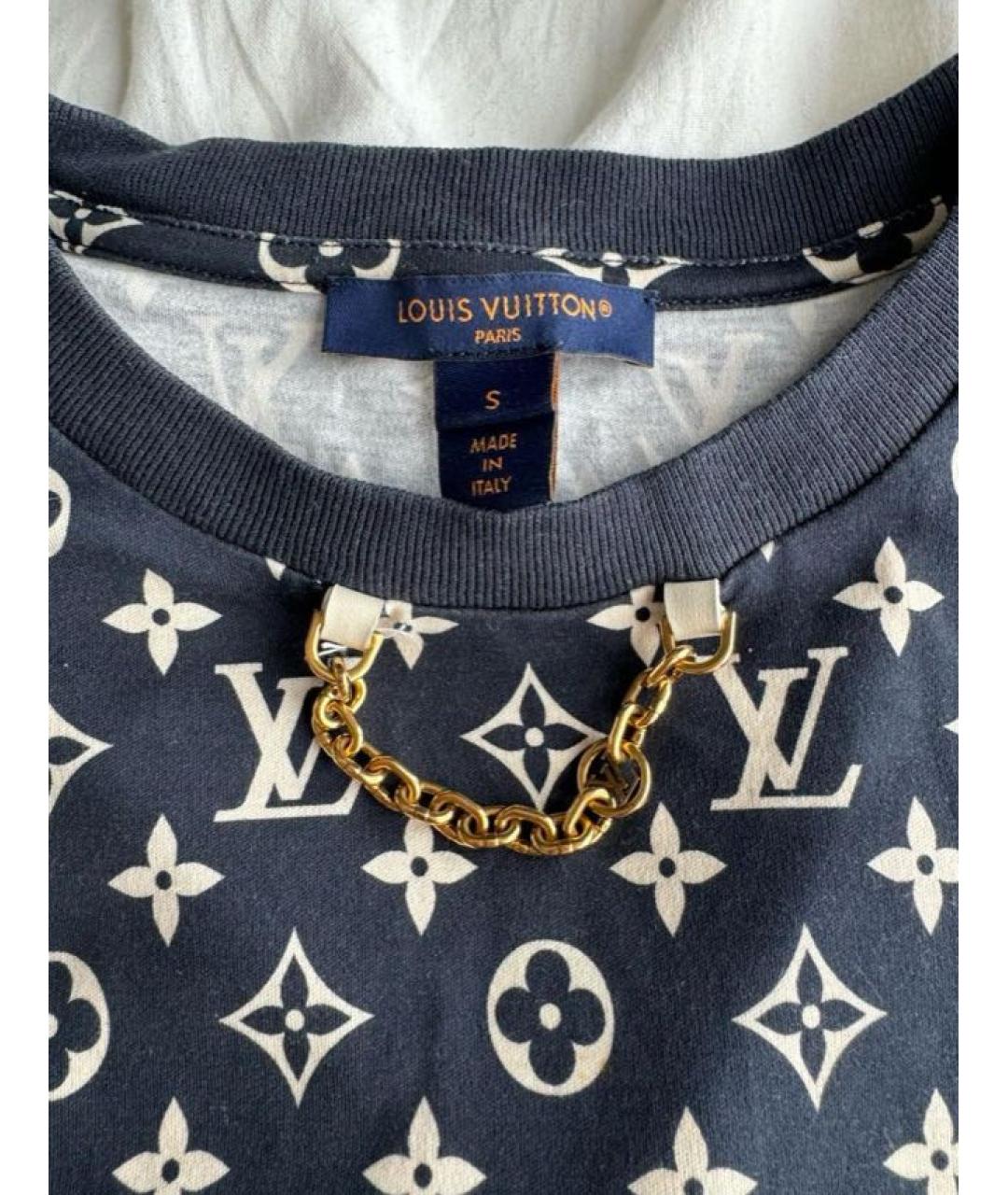 LOUIS VUITTON Темно-синяя хлопковая футболка, фото 3