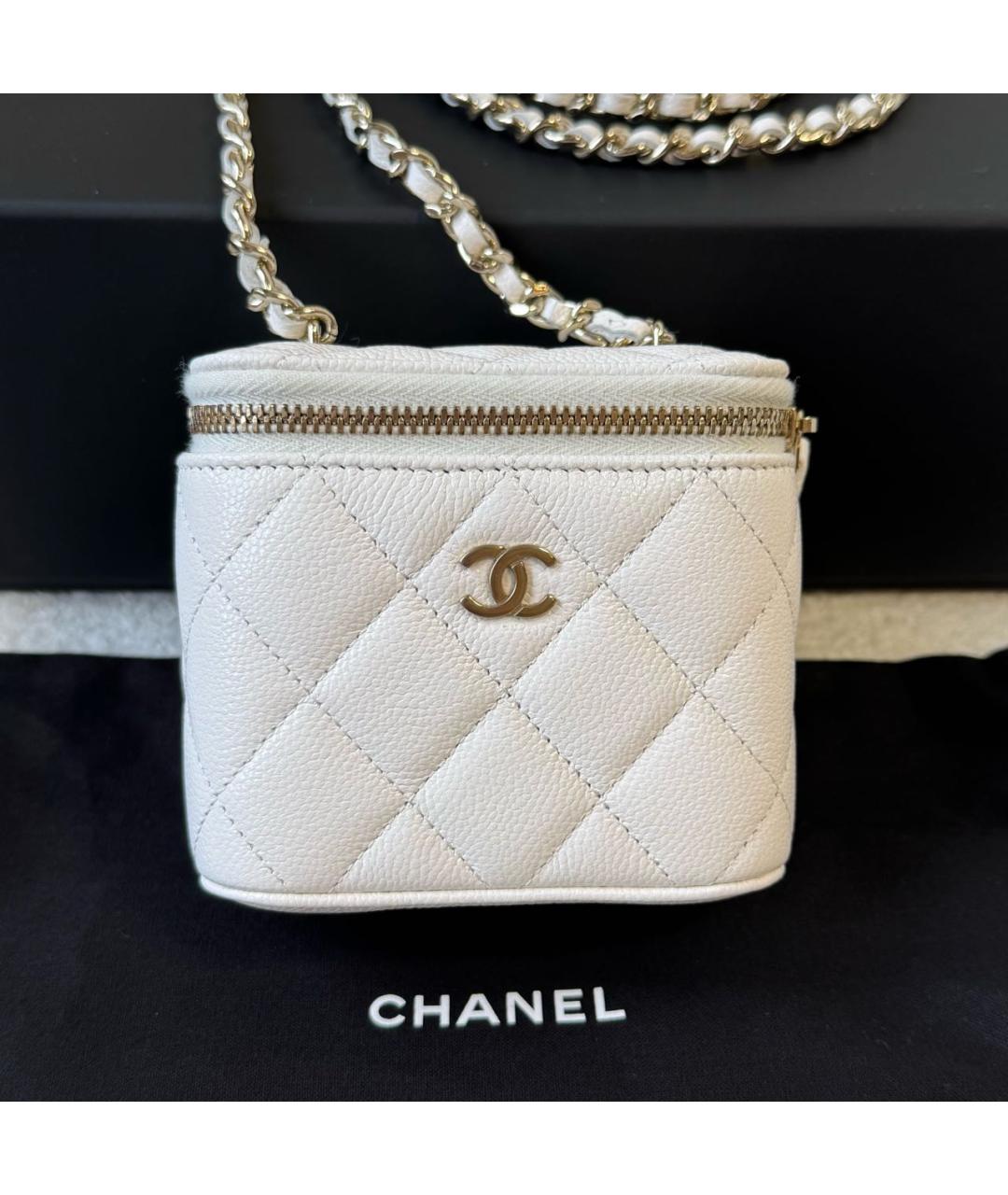CHANEL Белая кожаная сумка через плечо, фото 3