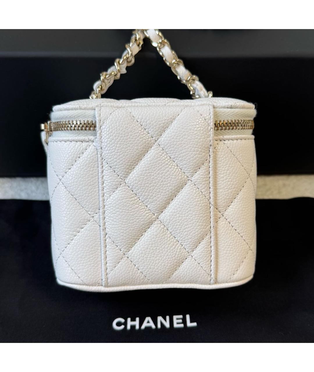 CHANEL Белая кожаная сумка через плечо, фото 4