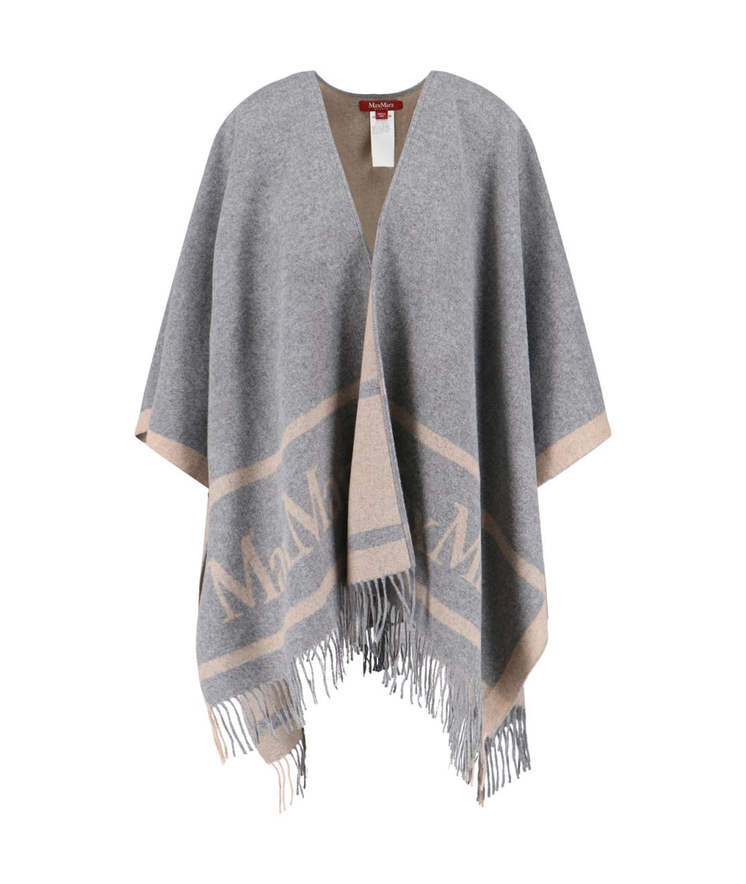 MAX MARA Серый шерстяной шарф, фото 1