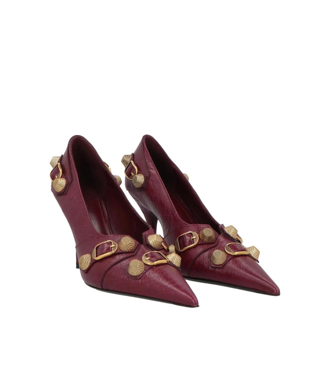 BALENCIAGA Бордовые кожаные туфли, фото 2