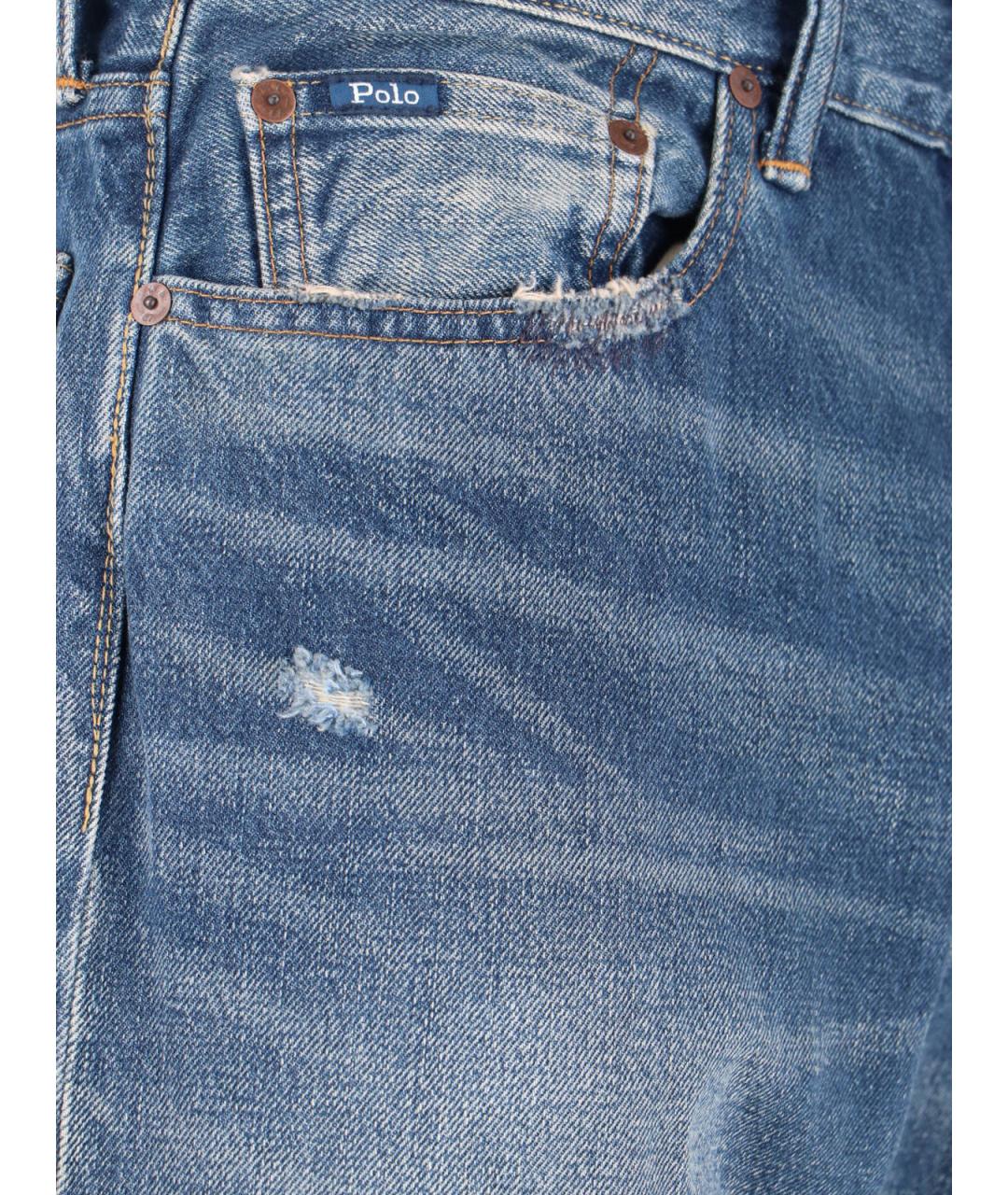 POLO RALPH LAUREN Синие хлопковые прямые джинсы, фото 4
