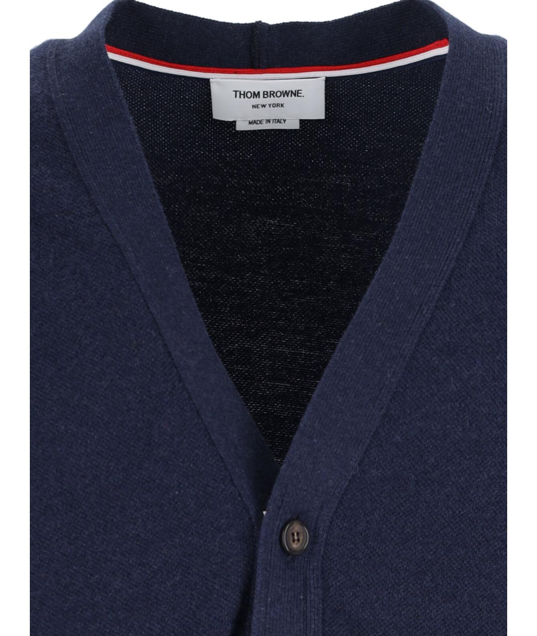 THOM BROWNE Синий шерстяной кардиган, фото 3
