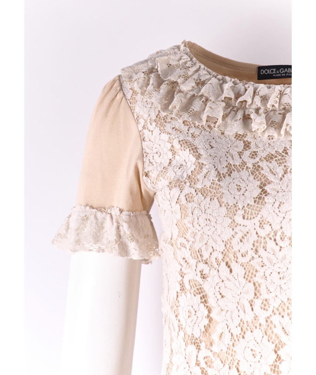 DOLCE&GABBANA Бежевая хлопковая футболка, фото 2