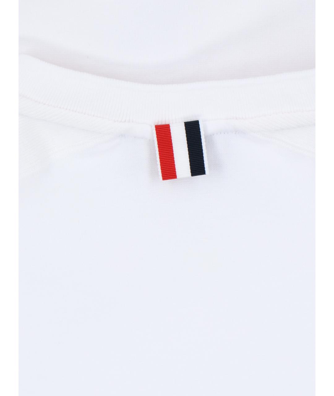 THOM BROWNE Белая хлопковая футболка, фото 5