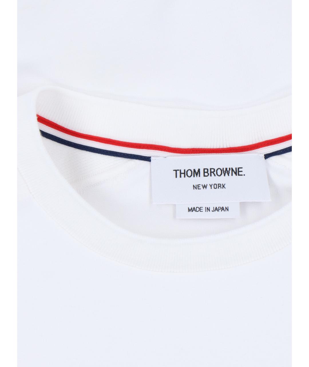 THOM BROWNE Белая хлопковая футболка, фото 3