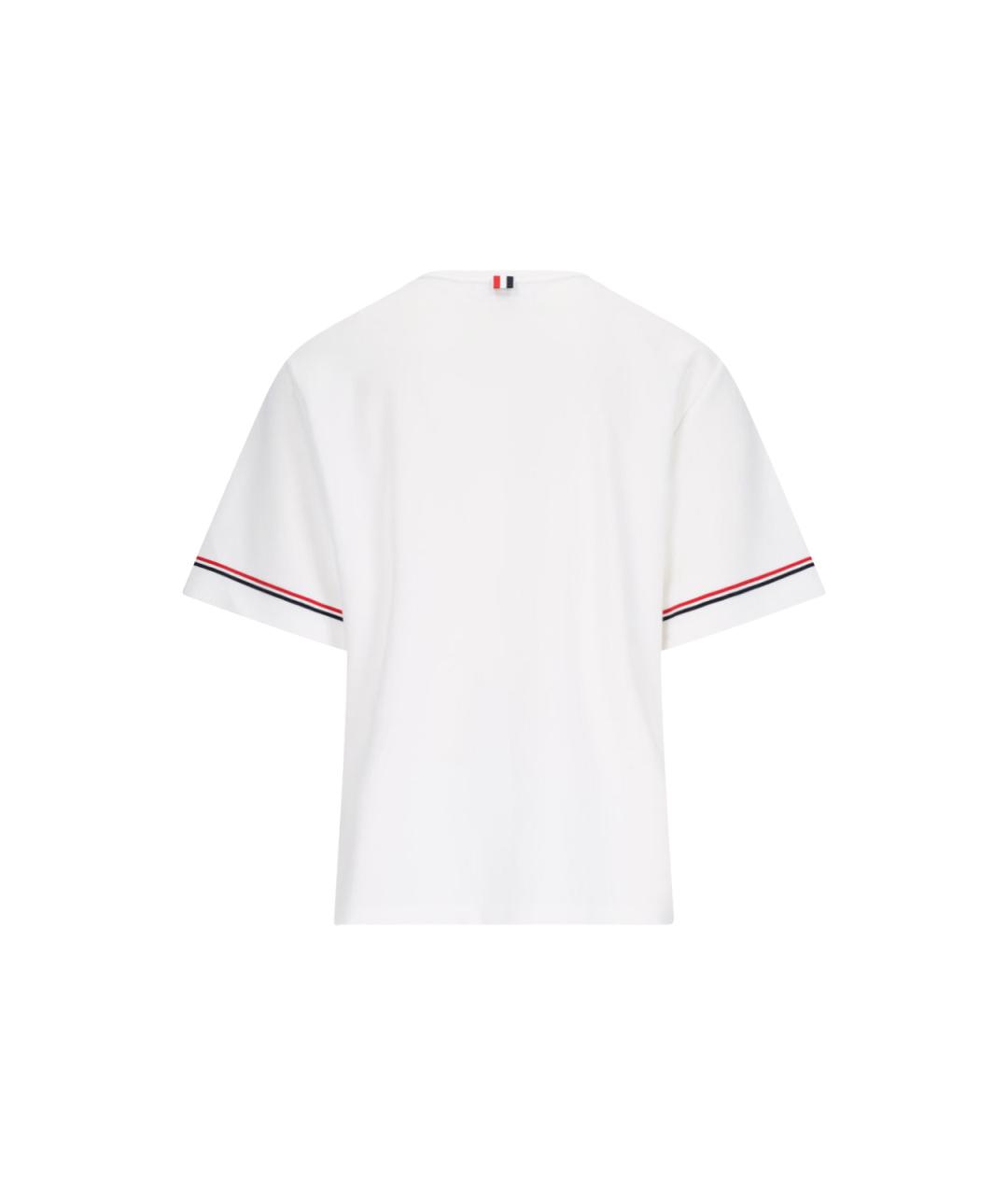 THOM BROWNE Белая хлопковая футболка, фото 2