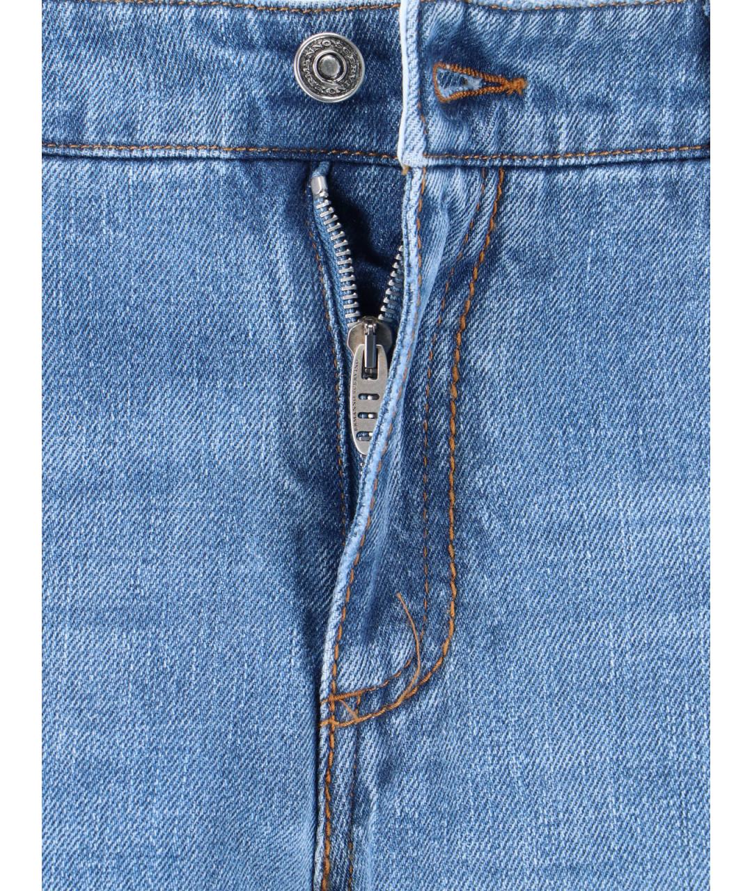 ERMANNO SCERVINO Голубые хлопковые прямые джинсы, фото 5