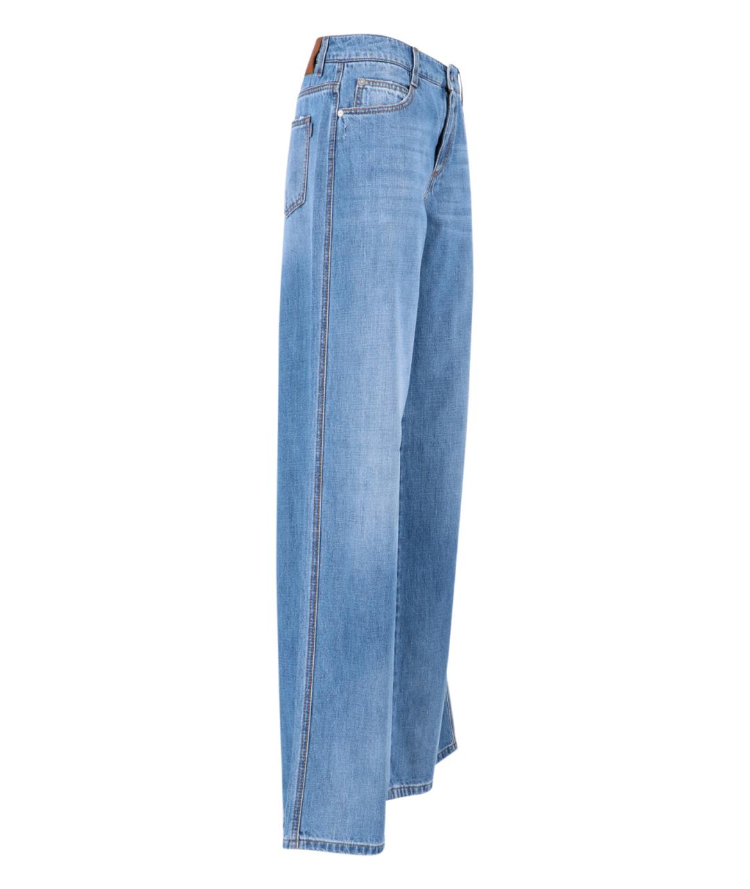 ERMANNO SCERVINO Голубые хлопковые прямые джинсы, фото 3