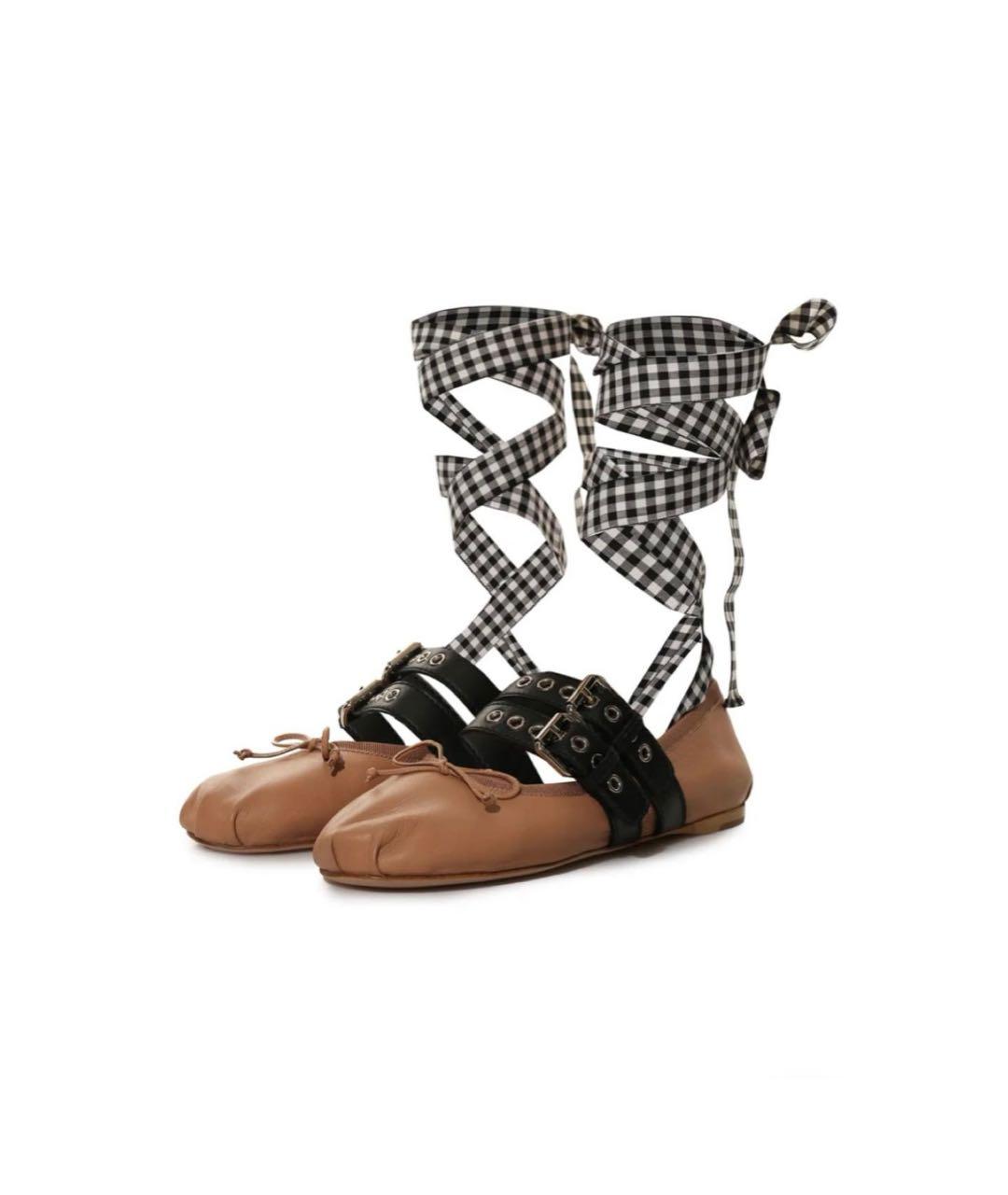 MIU MIU Розовые кожаные балетки, фото 8