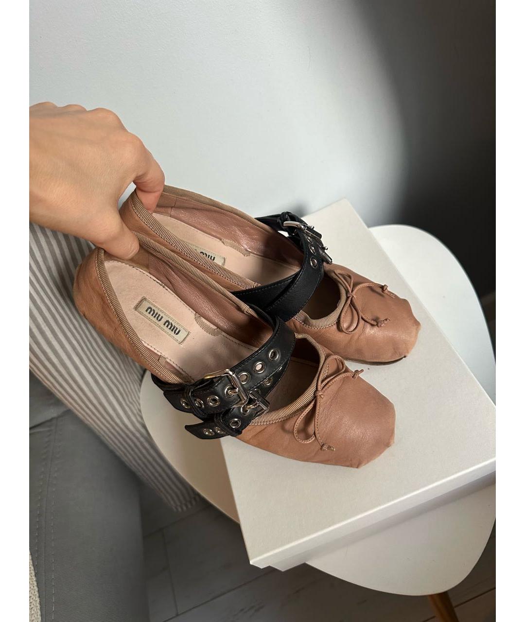 MIU MIU Розовые кожаные балетки, фото 7