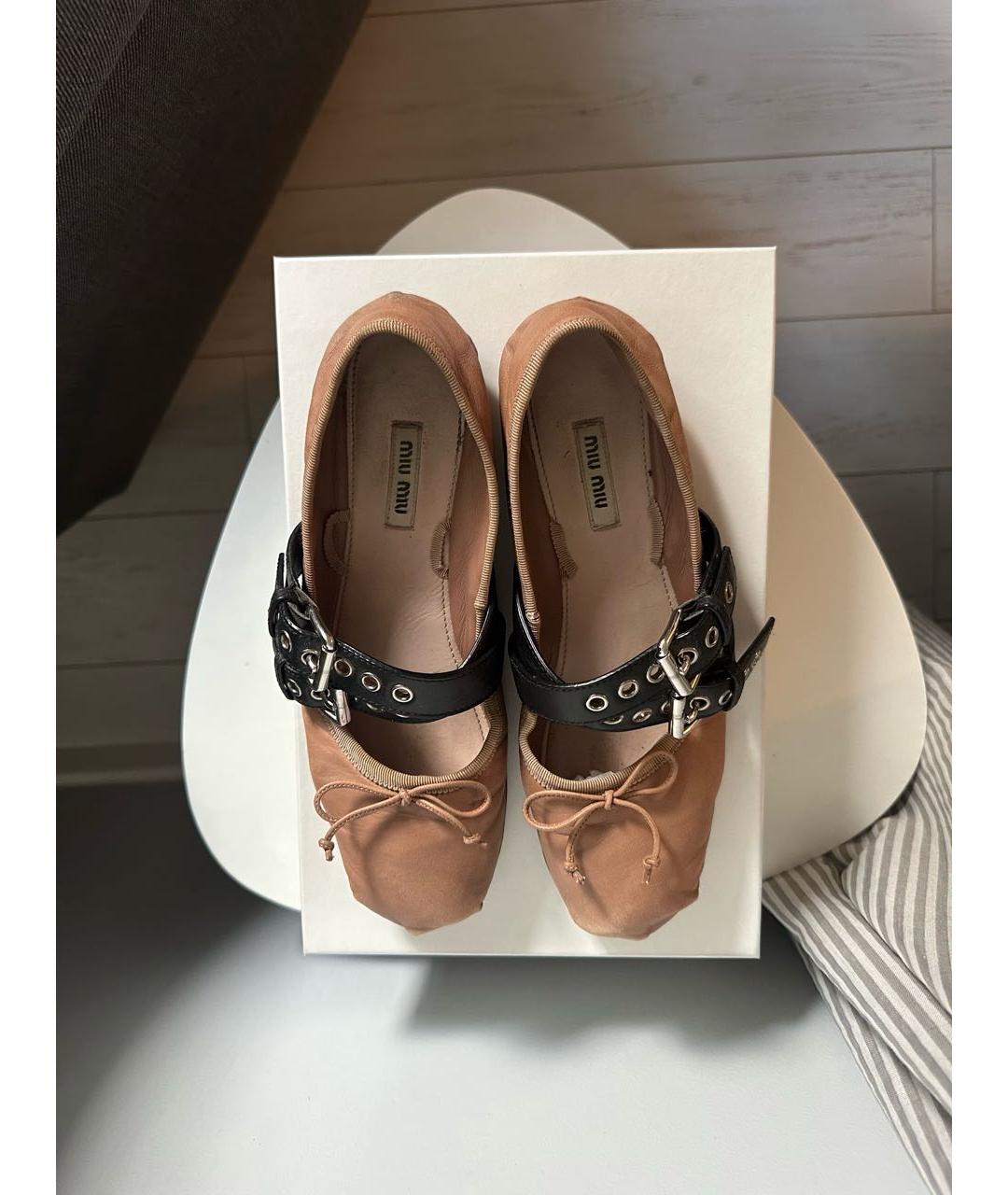 MIU MIU Розовые кожаные балетки, фото 2