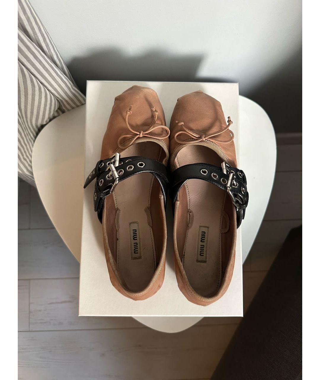 MIU MIU Розовые кожаные балетки, фото 3