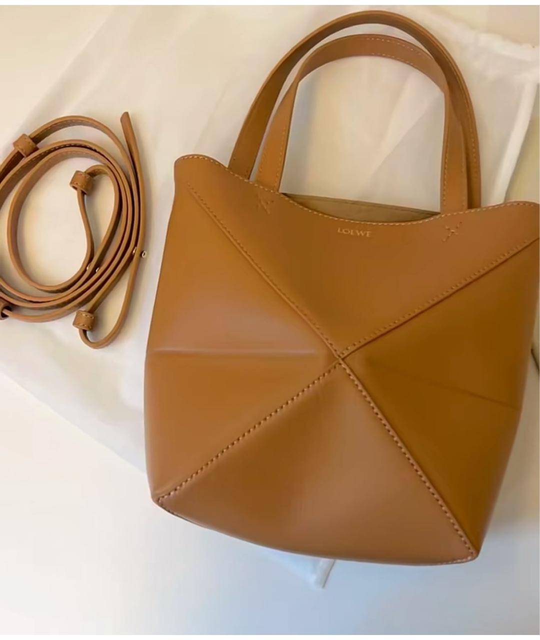 LOEWE Коричневая кожаная сумка тоут, фото 2