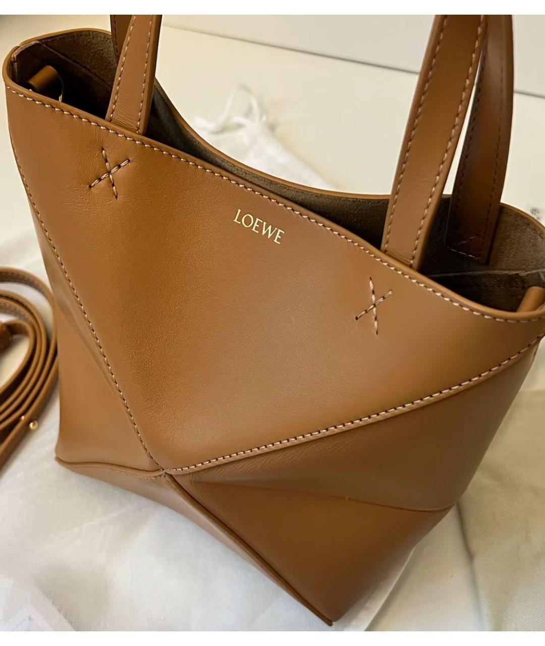 LOEWE Коричневая кожаная сумка тоут, фото 4