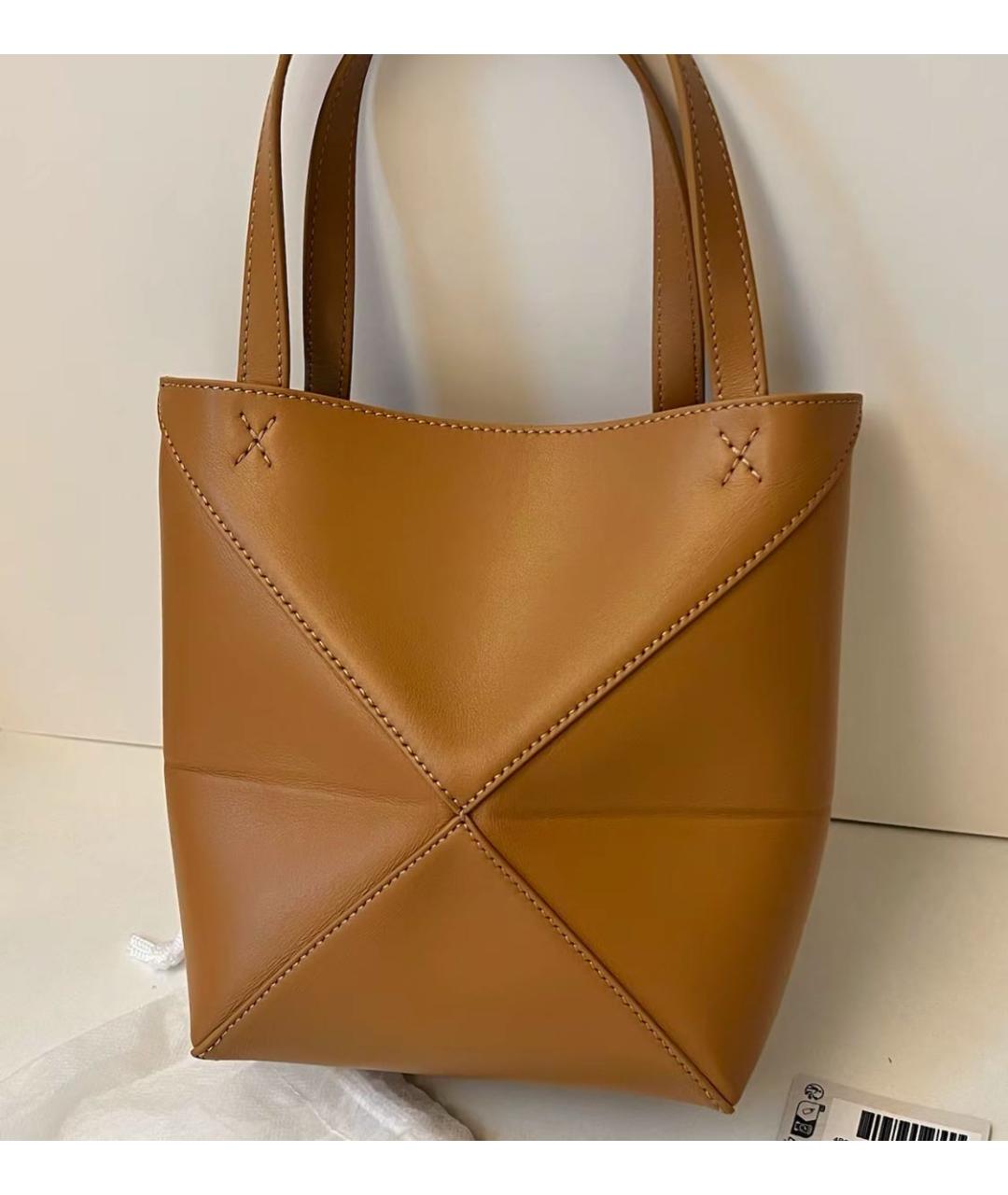 LOEWE Коричневая кожаная сумка тоут, фото 5