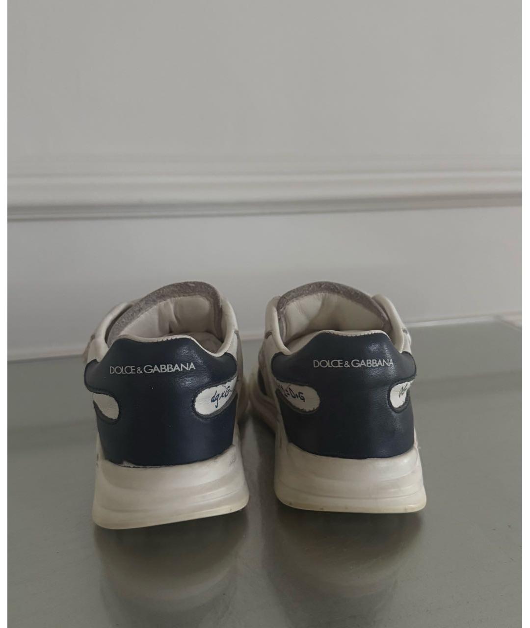 DOLCE&GABBANA Белые кожаные кеды, фото 4