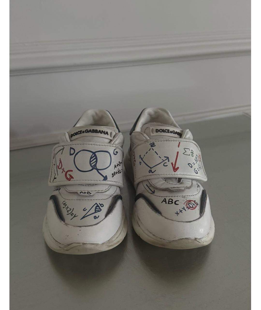 DOLCE&GABBANA Белые кожаные кеды, фото 2