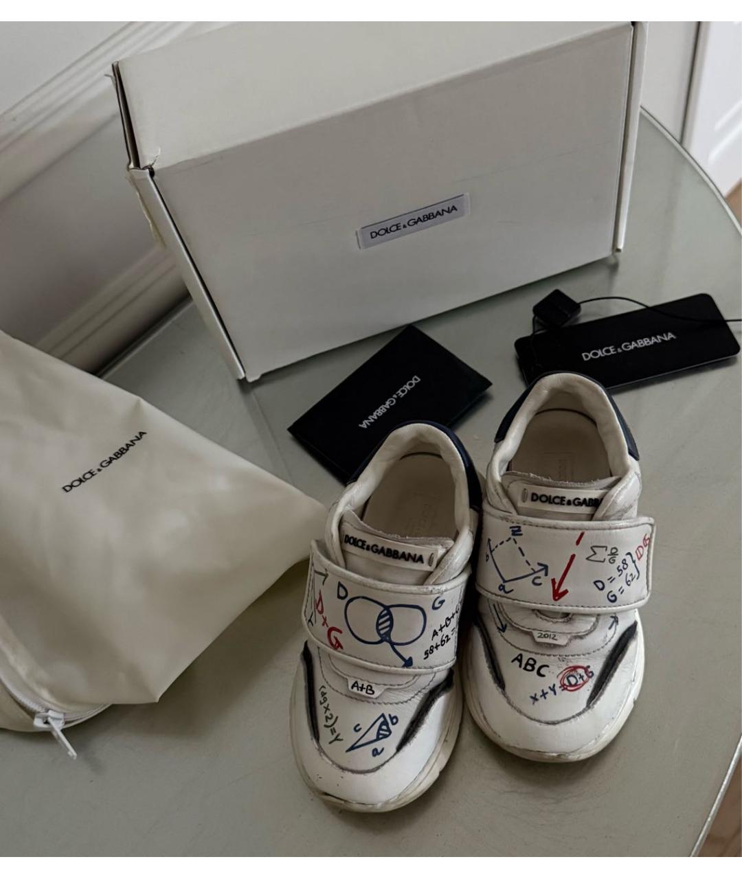 DOLCE&GABBANA Белые кожаные кеды, фото 5