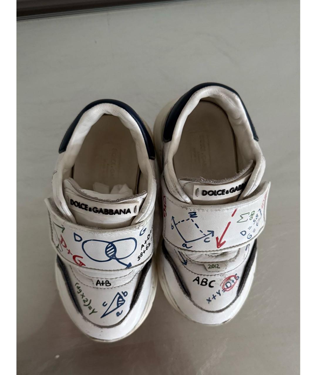 DOLCE&GABBANA Белые кожаные кеды, фото 3