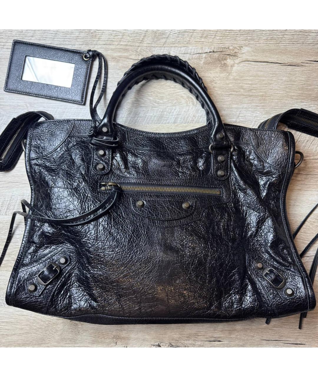 BALENCIAGA Черная кожаная сумка через плечо, фото 3